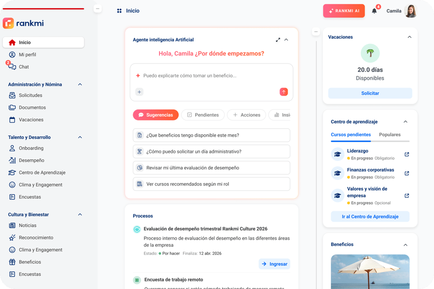 Plataforma Rankmi con agente de IA