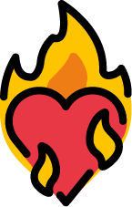 Ícono de historias inspiradoras — corazón en llamas