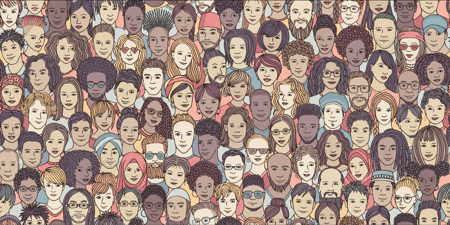 Ilustración con diversidad de rostros